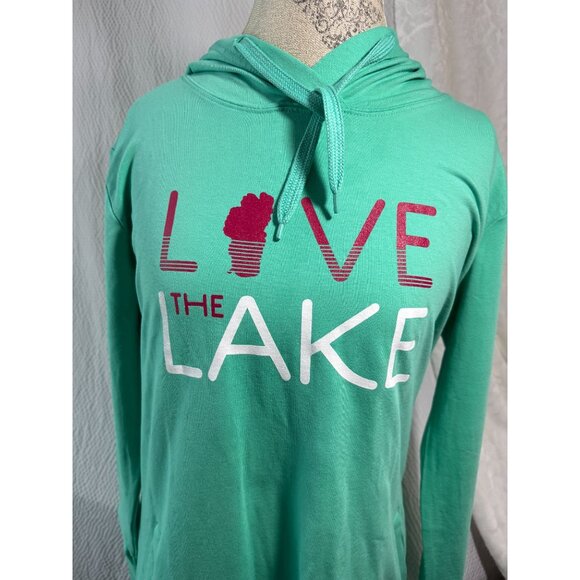 Artisans Love The Lake Mint Green Hooded Tunic Dress With Pockets NWT - Picture 2 of 9
